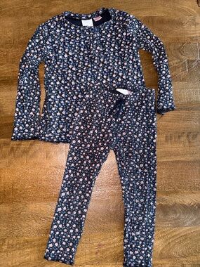 Zara Navy Ribbed Set with Pink Floral Print